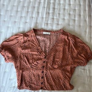 Rust Button-Up Crop Top